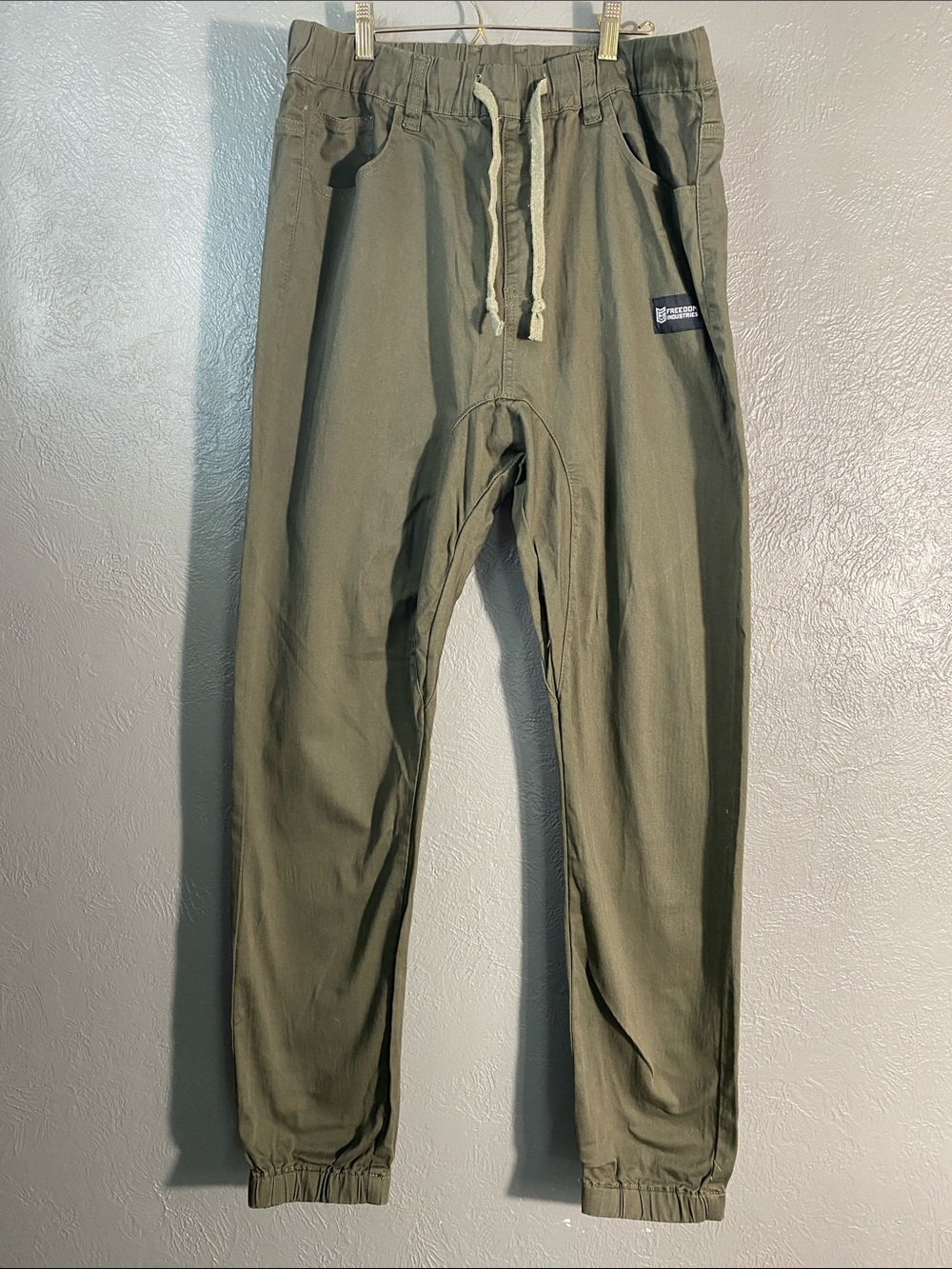 Freedom Industries Jogger Pants Mens XL Olive Green Drawstring Elastic Waist